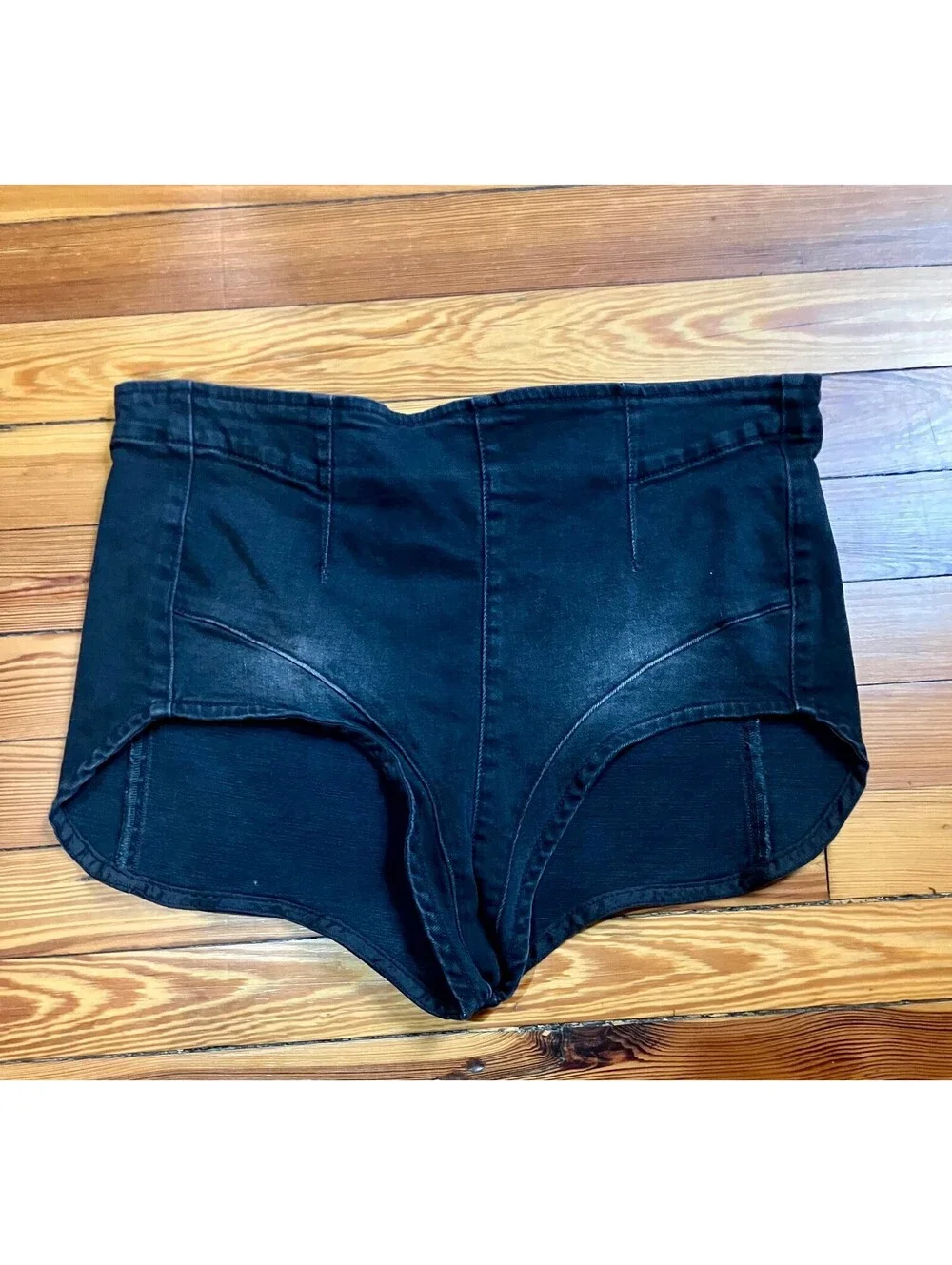 NWT We The Free People Black Denim Micro Shorts High Waist Booty Y2K Festival XL